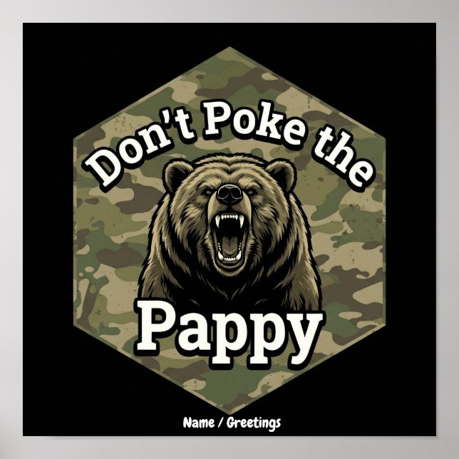 Affiche Ne Piquez pas Papy Ours Brun Drôle et Robustes (Devant)