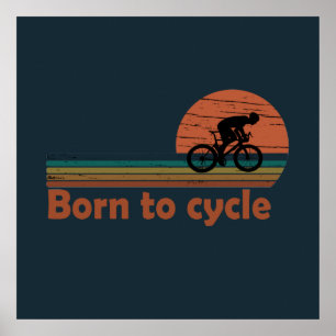 Affiche Né pour faire du vélo - MTB Vélo de montagne drôle