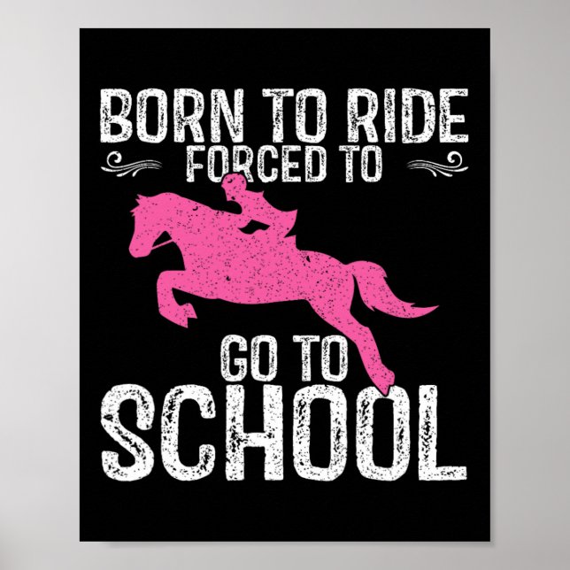 Affiche Né Ride Chevaux Cheval Équitation Riding Lover Ret (Devant)