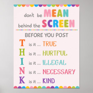 Affiche Ne sois pas mesquin derrière le Cyber-Bully de l’é