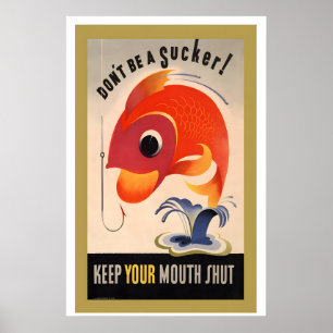 Affiche Ne Sois Pas Un Pigeon Garde Ta Bouche Fermée 1944