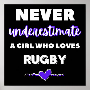 Affiche Ne sous-estimez jamais une fille qui aime le rugby