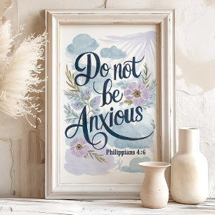 Affiche Ne soyez pas anxieux : Philippians 4:6 Art aquarel
