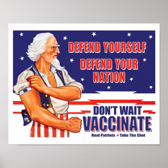 Affiche Ne tardez pas, vaccinez Oncle Sam rétro prenez le  (Devant)