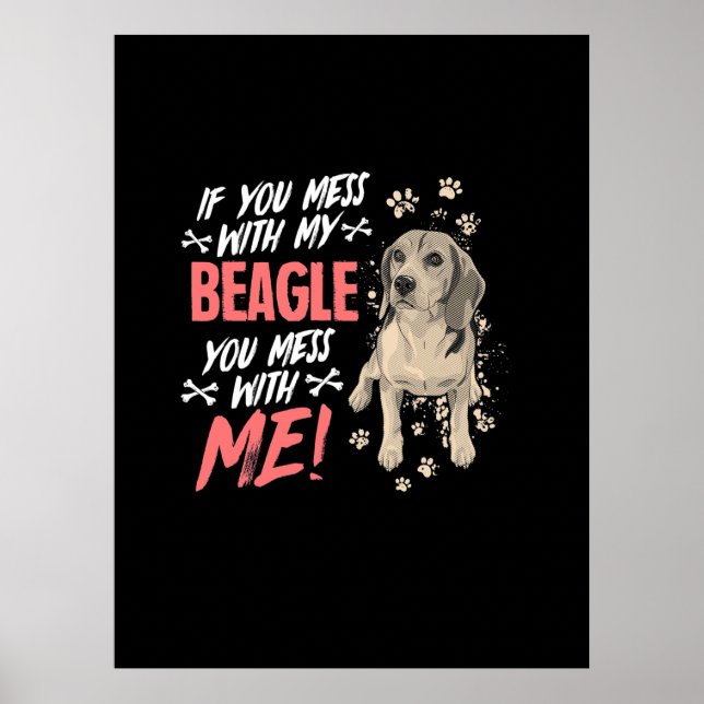 Affiche Ne touchez pas à mon chien Beagle (Devant)