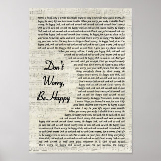 Affiche Ne vous inquiétez pas Soyez heureux Vintage Script