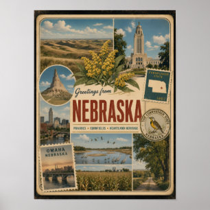 Affiche Nebraska Authentic Vintage Style
