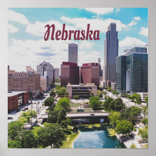 Affiche Nebraska City Skyline Omaha (Devant)