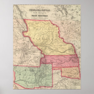 Affiche Nebraska, Kansas, New Mexico
