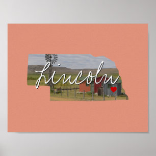 Affiche Nebraska State Photo insert and town name