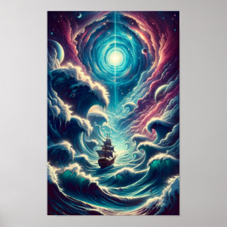 Affiche Nebula de mer orageuse psychédélique