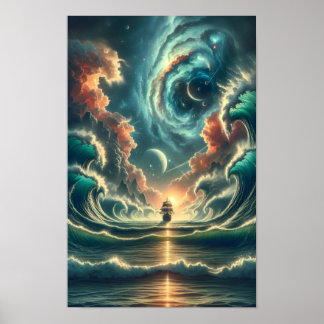 Affiche Nebula de mer orageuse psychédélique