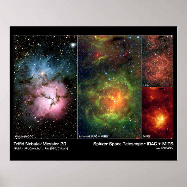 Affiche Nebula Trifid (Messier 20) - Télescope Spitzer (Devant)