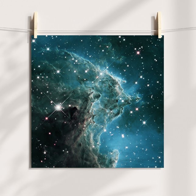 Affiche Nébuleuse de la tête de singe bleu sarcelle (Teal Blue Colored Monkey Head Nebula Poster)