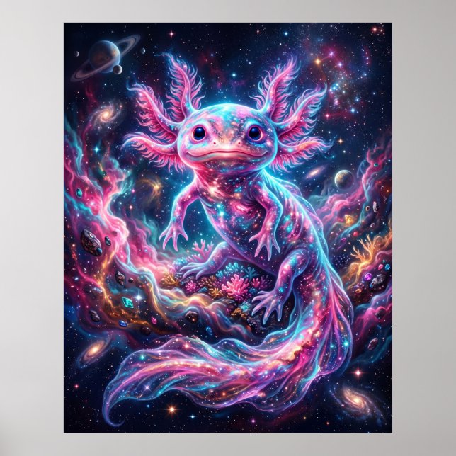 Affiche Nébuluse Axolotl Art du récif étoilé brillant (Devant)
