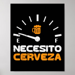 Affiche Necesito Cerveza Funny Mexicain Espagnol Cinco De 