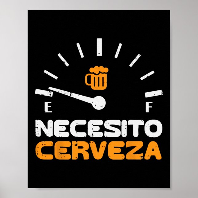 Affiche Necesito Cerveza Funny Mexicain Espagnol Cinco De  (Devant)