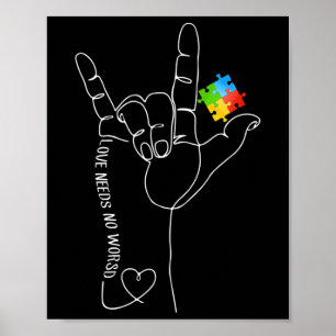 Affiche Nécessité de mot Asl Sensibilisation sur l'autisme