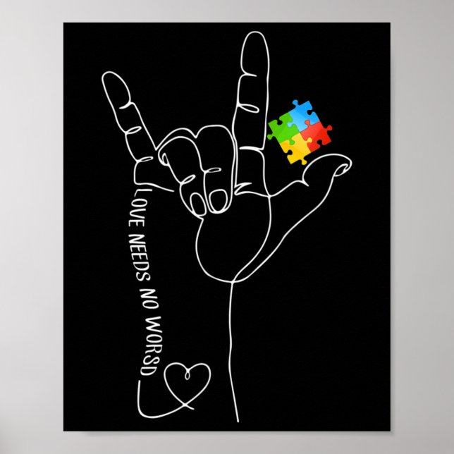 Affiche Nécessité de mot Asl Sensibilisation sur l'autisme (Devant)