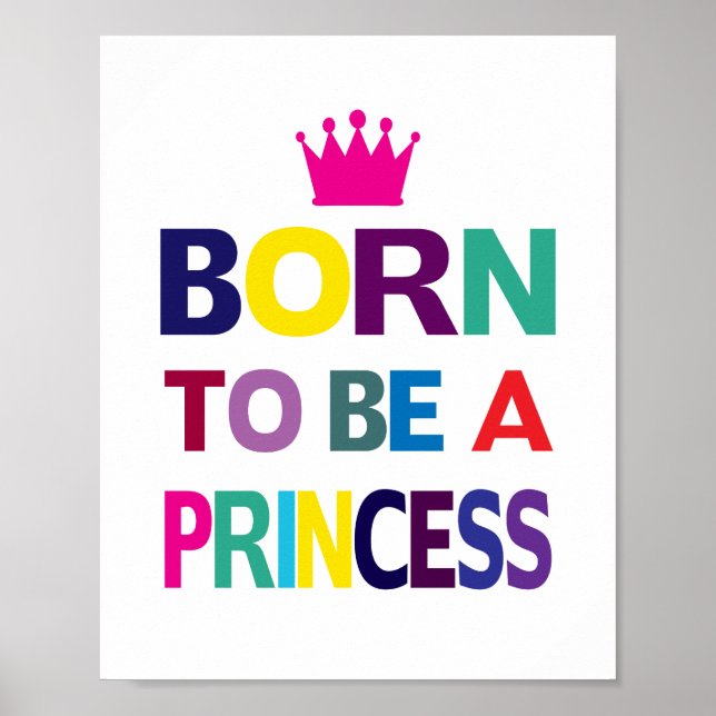 Affiche Née Une Princesse (taille de cadre photo standard) (Devant)