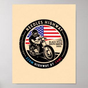 Affiche Needles Highway Motorcycle du Dakota du Sud