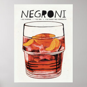 Affiche Negroni Retro Art Grand Verre Cocktail