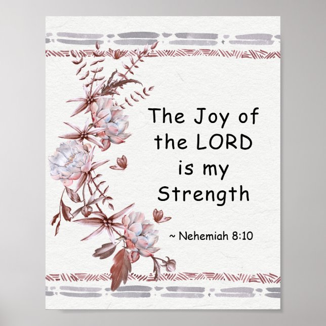 Affiche Nehemiah 8:10 The Joy of the Lord is my Strength (Devant)