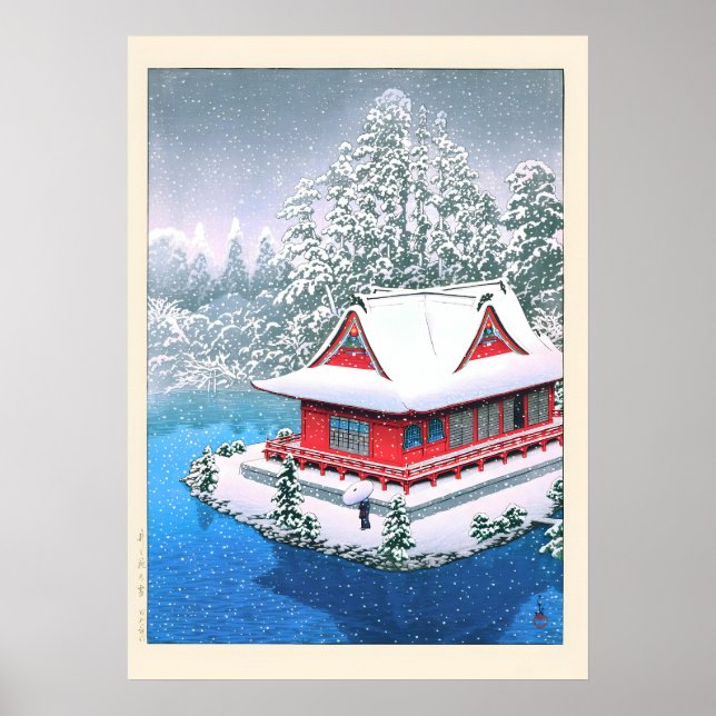 Affiche Neige à Inokashira par Kawase Hasui (Devant)