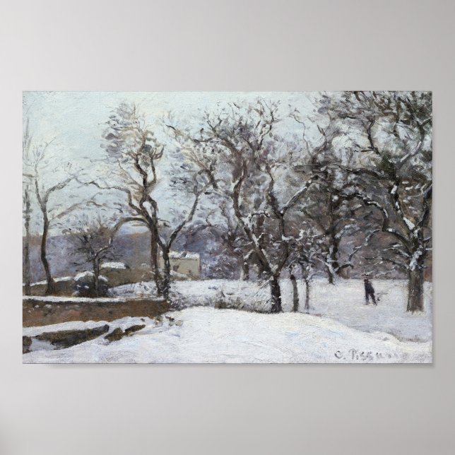 Affiche Neige à Louveciennes (1870) par Camille Pissarro (Devant)