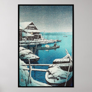 Affiche Neige à Mukôjima Hasui Kawase shin hanga art