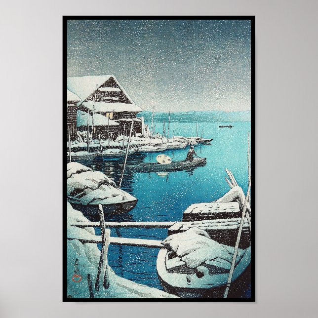 Affiche Neige à Mukôjima Hasui Kawase shin hanga art (Devant)