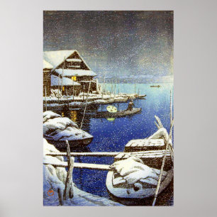 Affiche Neige à Mukojima Kawase Hasui 1931