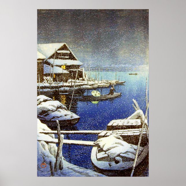 Affiche Neige à Mukojima Kawase Hasui 1931 (Devant)