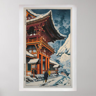Affiche Neige au sanctuaire Kamigamo par Takeji Asano Vin