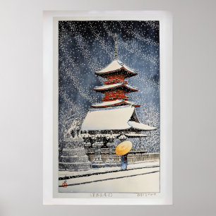 Affiche Neige au sanctuaire Ueno Toshogu par Kawase Hasui