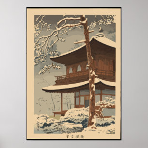 Affiche Neige au temple Ginkakuji Asano Takeji