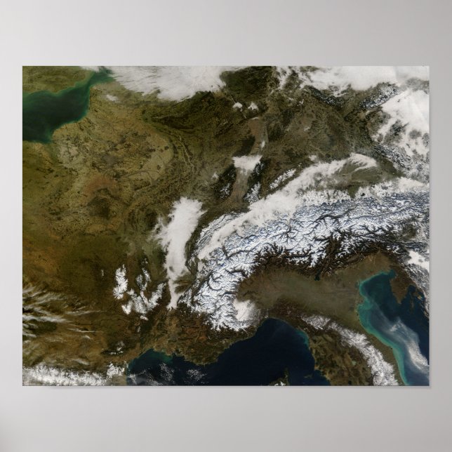 Affiche Neige, brouillard et nuages bas en Europe occident (Devant)