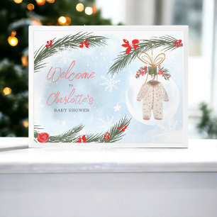 Affiche Neige d'hiver glace Noël baby shower bienvenue