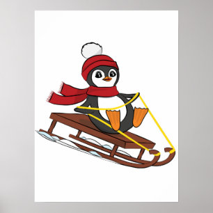 Affiche Neige dormant Penguin mignons Animaux hiver