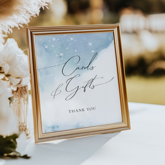 Affiche Neige en amour Bleu Fête des mariées Cartes et Cad (Créateur téléchargé)