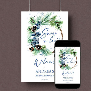 Affiche Neige en amour douche nuptiale d'hiver signe de bi