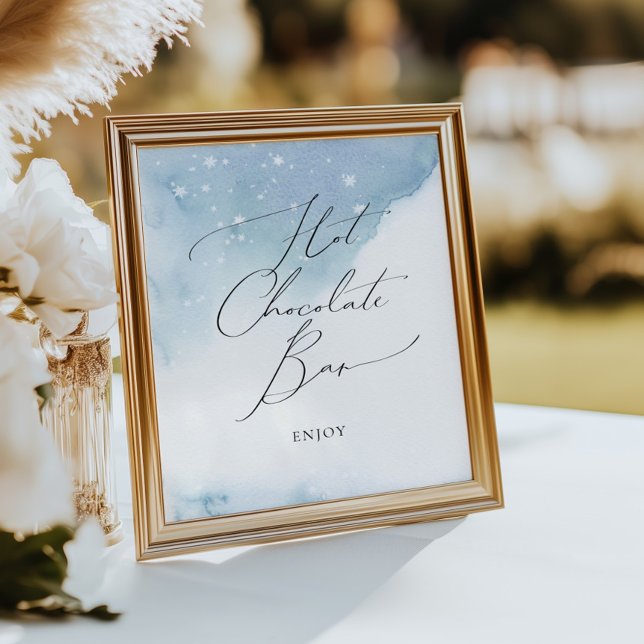 Affiche Neige en amour Fête des mariées bleue Chocolat cha (Créateur téléchargé)