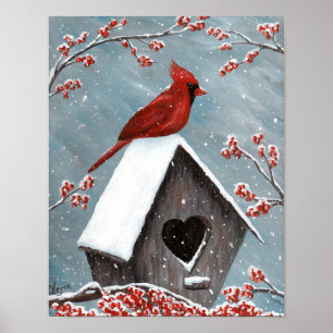 Affiche Neige hivernale du Cardinal du Nord