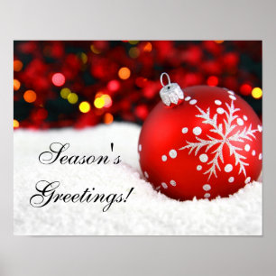 Affiche Neige rouge d'ornement de Noël d'étincelle