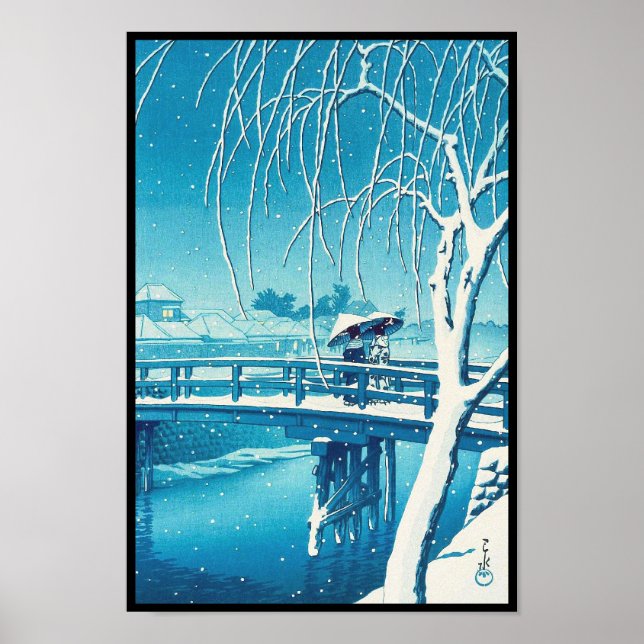 Affiche Neige tardive le long de la rivière Edo hasui kawa (Devant)
