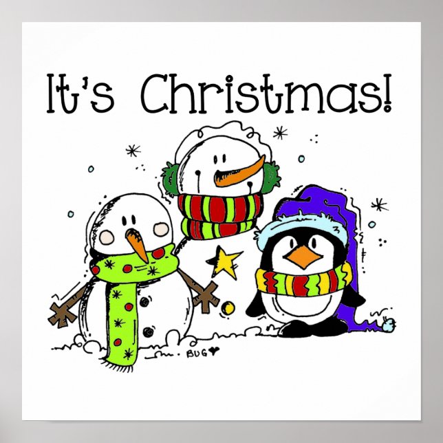 Affiche Neiges et pingouins C'est Noël (Devant)