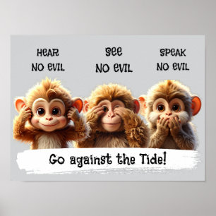 Affiche N'entendez aucun mal Ne voyez aucun mal Ne parlez 