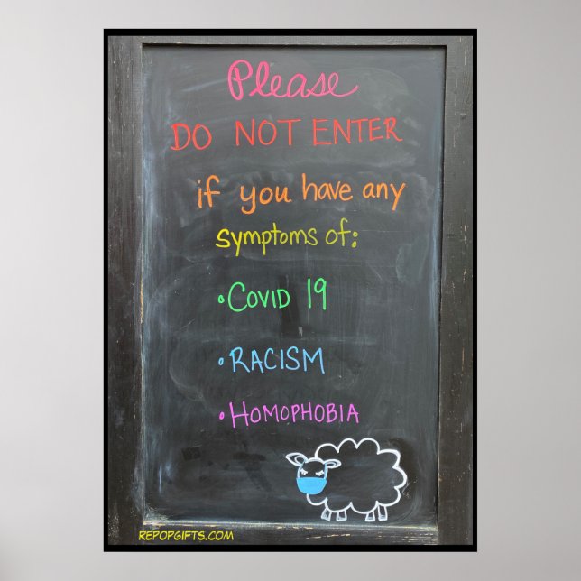 Affiche n'entrez pas si vous avez des signes d'affiche... (Devant)