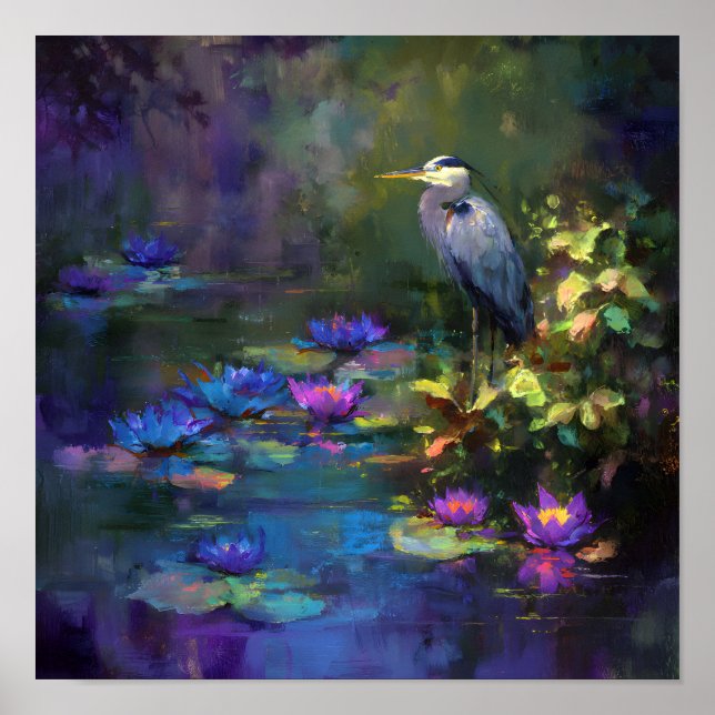 Affiche Nénuphar enchanté de l'étang Nature Aquarelle (Devant)