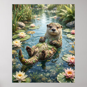 Affiche Nénuphar Loutre Rivière Joie